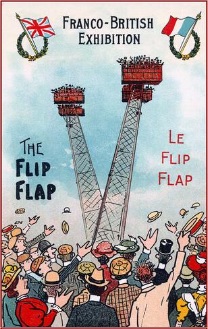 Affiche présentant l'attraction "flip-flap" à Londres en 1908.