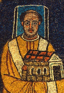 Pape Pascal Ier (ou Paschal / Paschalis Ier), représenté dans la basilique Santa Prassede.