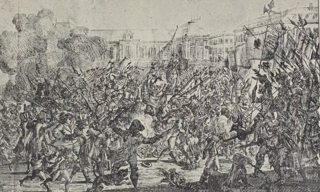 Journée des Bricoles à Rennes le 26 janvier 1789. Un événement qui se déroule la veille de la Révolution en France.