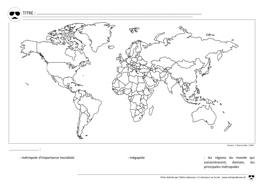 Planisphère pour localiser les principales métropoles dans le monde.