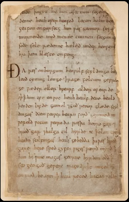 Extrait du poème Beowulf - Conservé à la British Library.