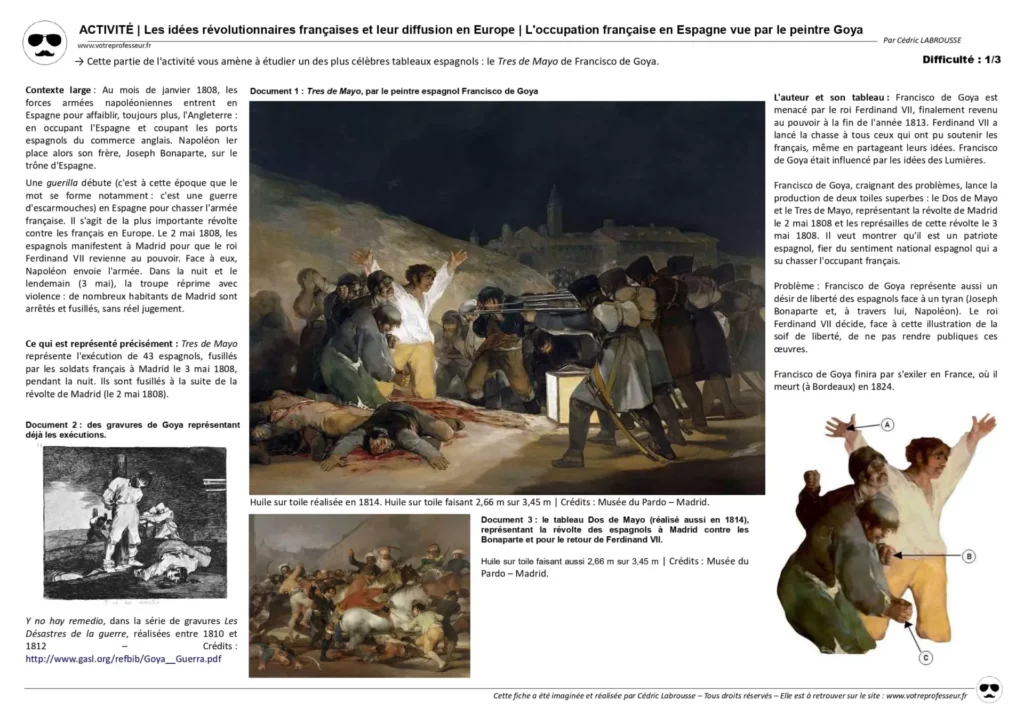 Fiche documentaire - L'occupation française en Espagne vue par le peinte Goya.
