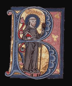 Bernard de Clairvaux représenté dans une lettrine (miniature).
