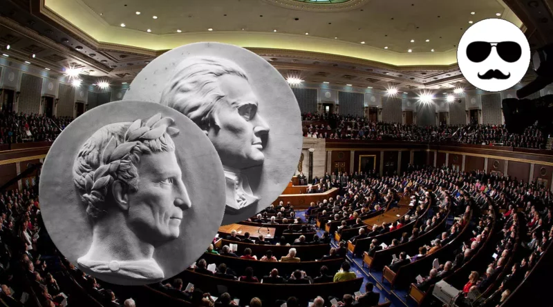 Les portraits des 23 grands législateurs décorant la Chambre des Représentants dans le Capitole