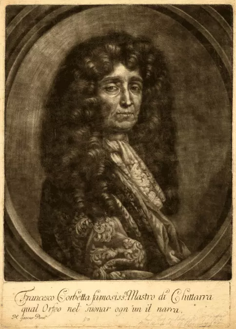 Le guitariste Francesco Corbetta qui fut musicien auprès du roi Louis XIV.