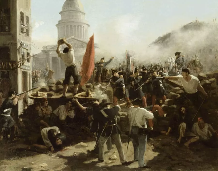 L'Europe et le monde au XIXe siècle. Barricades dans Paris en 1848 lors de la Troisième révolution française.