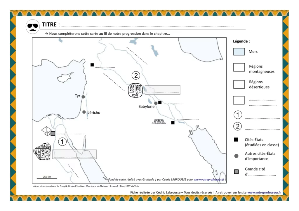 Une carte du Croissant fertile à compléter en 6ème.